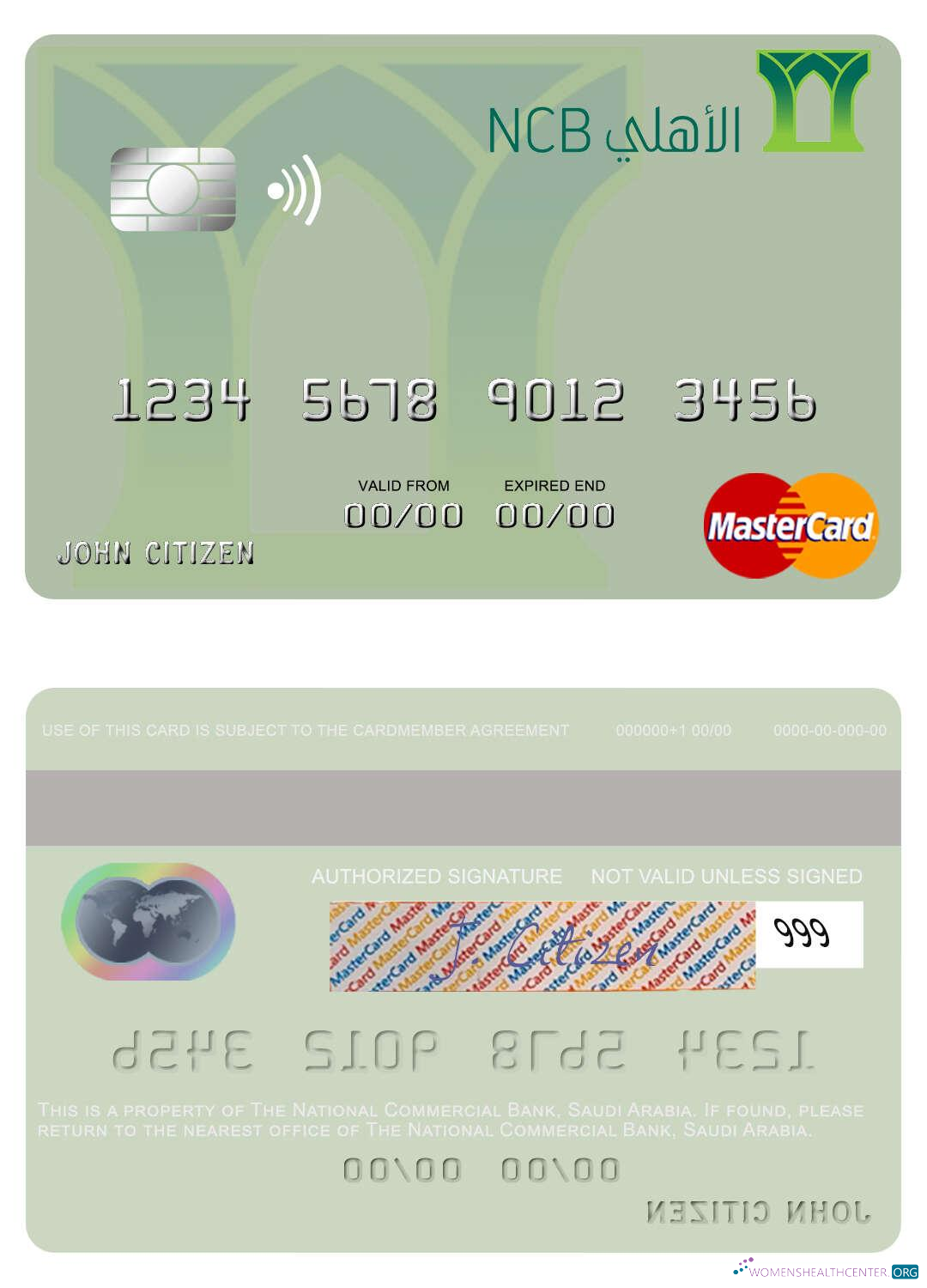 Download Saudi Arabia The National Commercial Bank mastercard Photoshop template